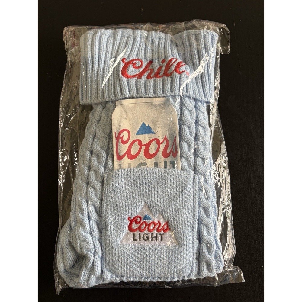 Coors Light Beer promo Christmas Sticking Knit Blue Red Script New In Package